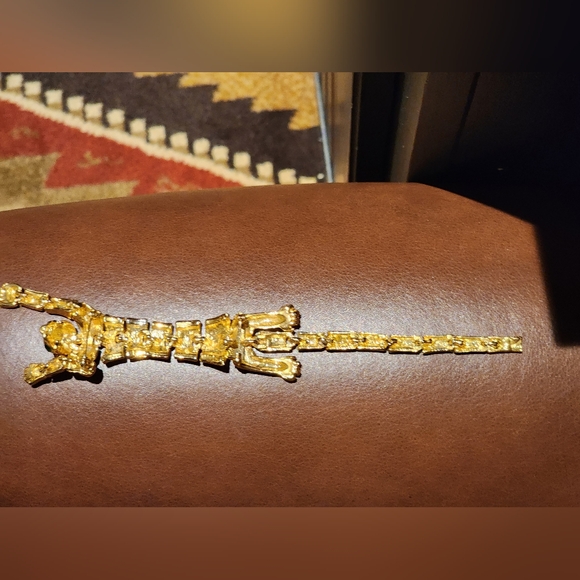 Vintage Leopard Pin Articulated Shoulder Pet Green Rhinestone Eyes - Picture 10 of 13